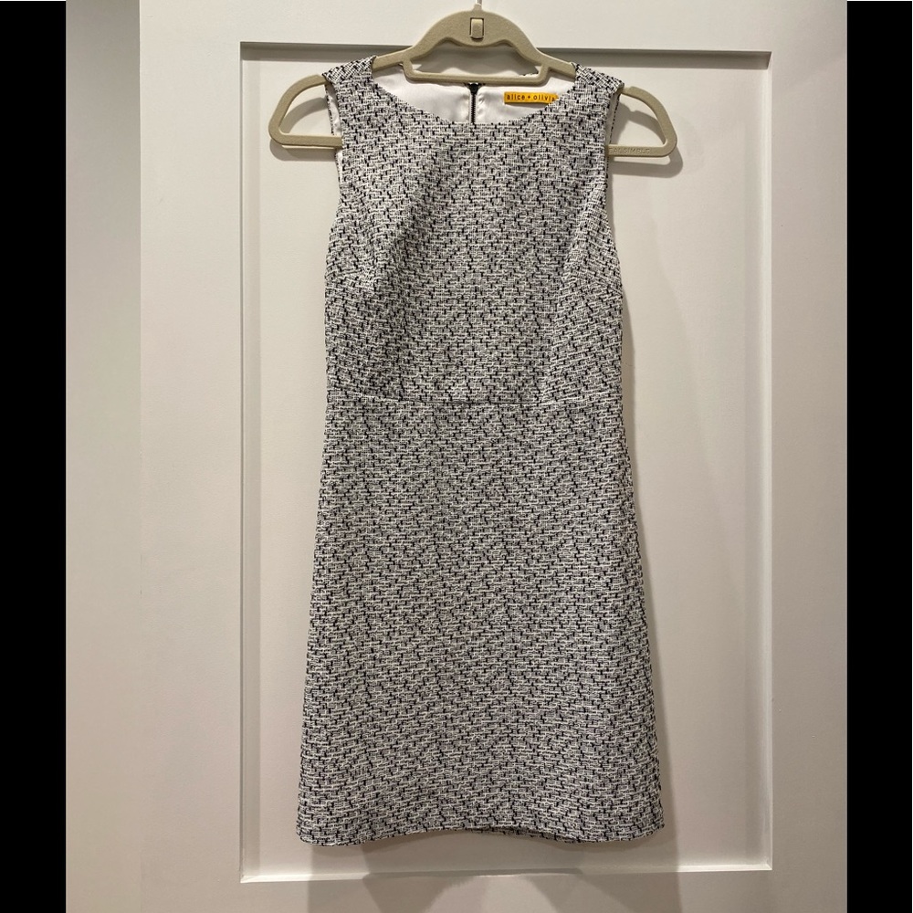 Alice + Olivia Black White Tweed Short Dress